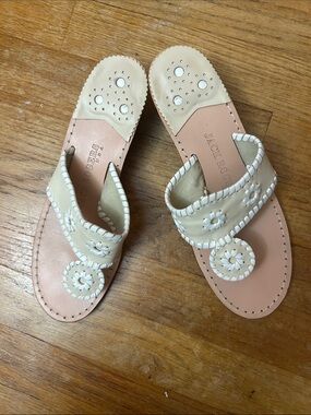 Jack Rogers Jacks Wedge Sandals — Cream, Size 8